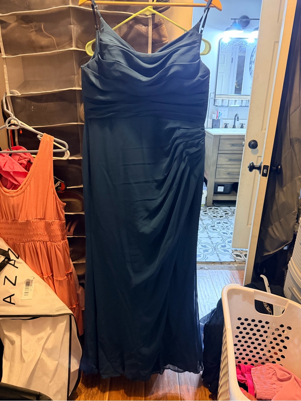 Azazie neptune blue bridesmaids dress